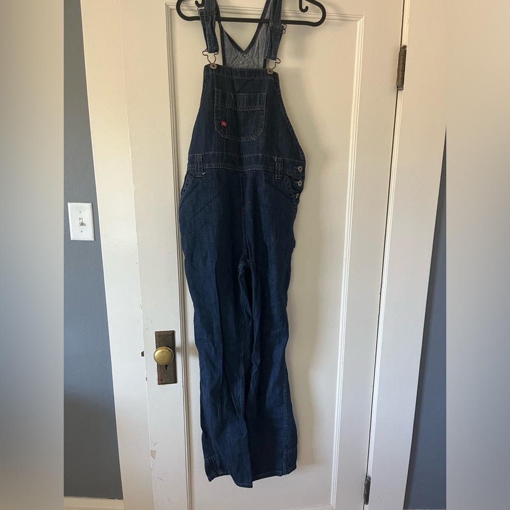 Women’s Dark Indigo Dickies denim bib overalls